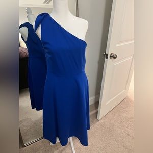 Royal blue one shoulder cocktail dress